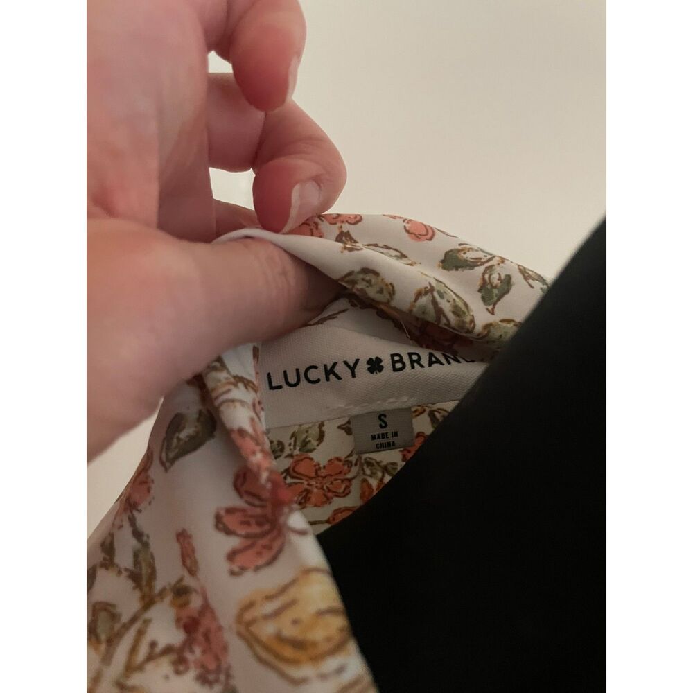 NEW Lucky Brand Ivory Floral Midi Shirtdress